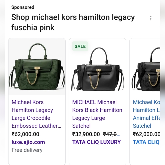 Authentic Michael Kors Hamilton Legacy Large Bag in Fuschia and Croc effect - Picture 12 of 12